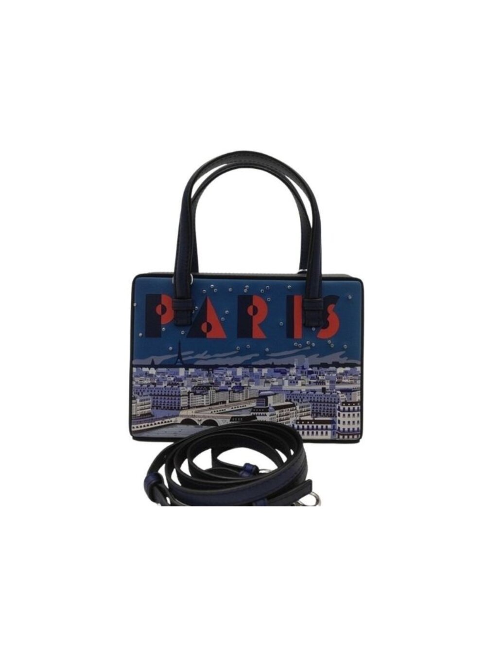 Loewe Handbag Postal Smoo Le City Paris 309.31 Blue Leather 2-Way